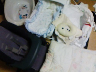 A few second-hand baby things we were given.